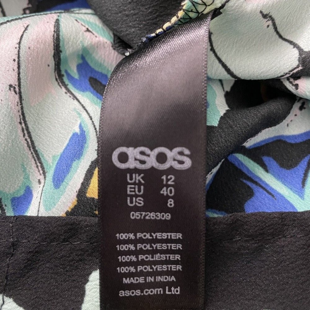 ASOS women size 12 black leaf print adjustable strap chiffon maxi dress - Picture 9 of 10